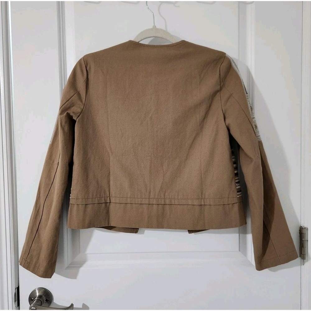 Anthropologie Moon River  Women's Beige Tan Embroidered Short Jacket Coat Size S - Picture 5 of 12